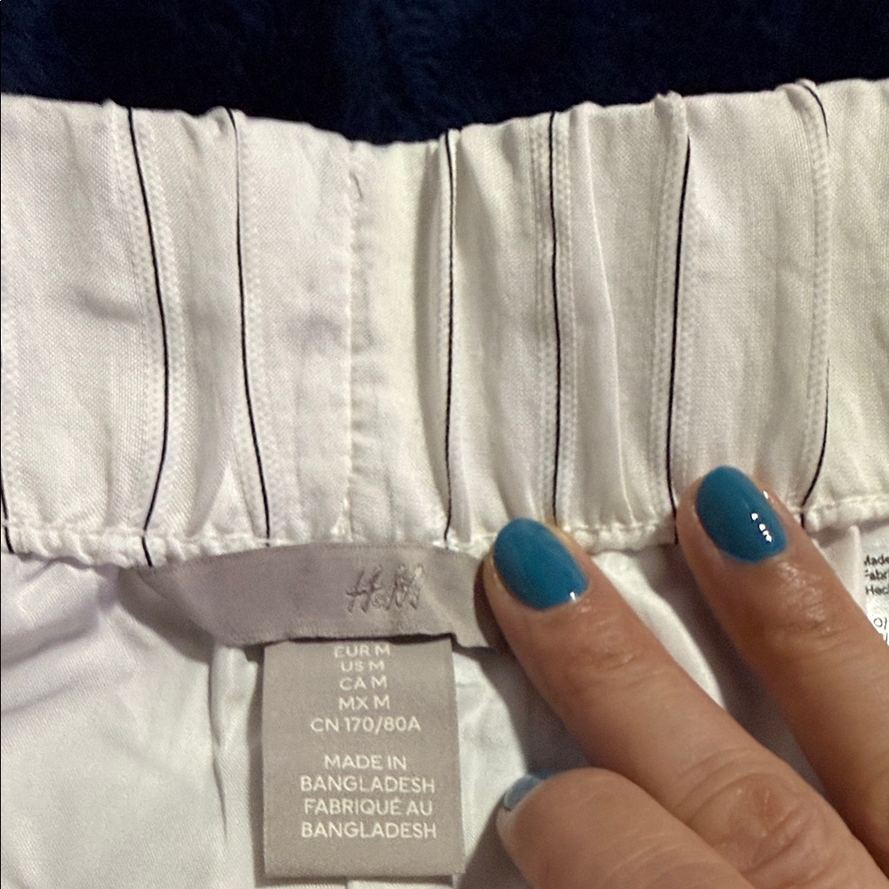 H&M White Pants with Black Pinstripes